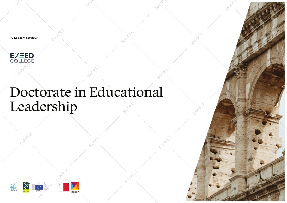 Sample certificate: Doctorate in Educational Leadership, awarded by Woolf University, Malta