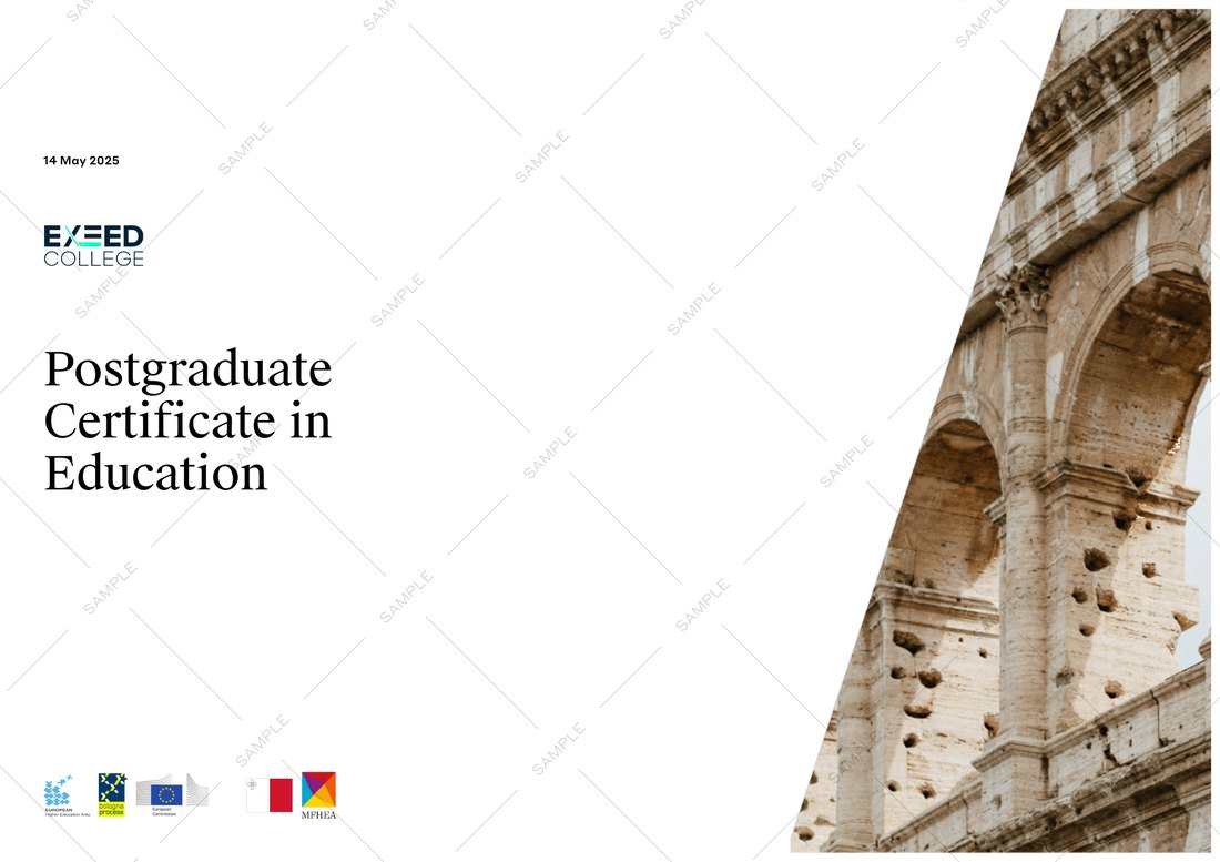 Sample certificate: Postgraduate Certificate in Education (AI in Education), awarded by Woolf University, Malta