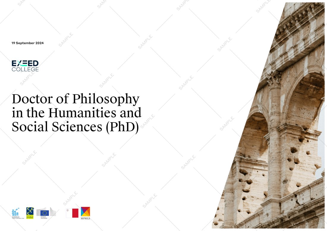 Sample certificate: Doctor of Philosophy (PhD) in Humanities and Social Sciences, awarded by Woolf University, Malta