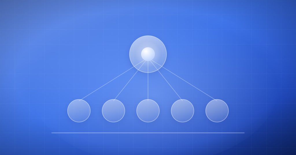 A row of frosted glass circles connected to a larger raised circle with a glowing centre